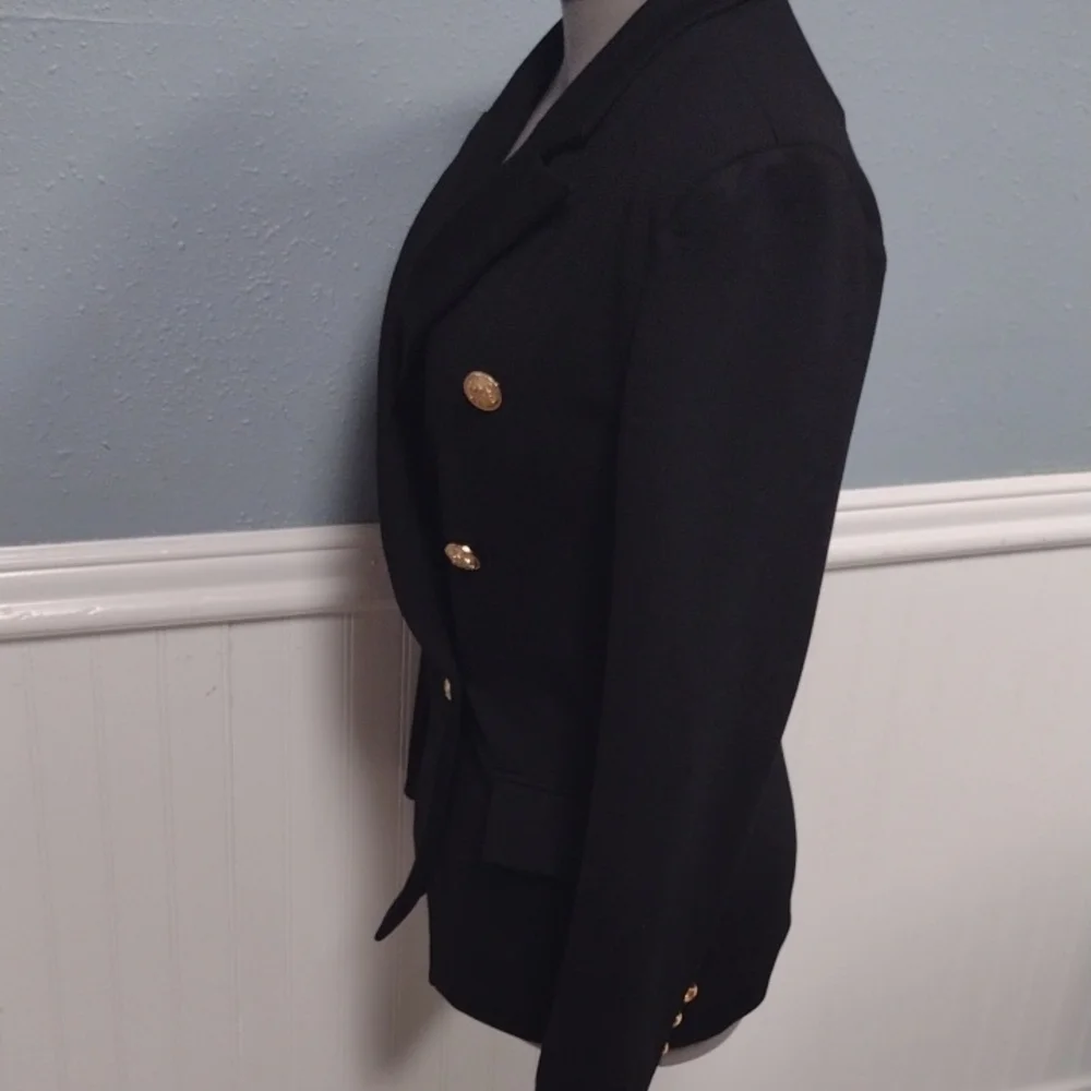 Attitude Unknown Chic Black Double-Breasted Blazer with Gold Accents - Picture 9 of 16